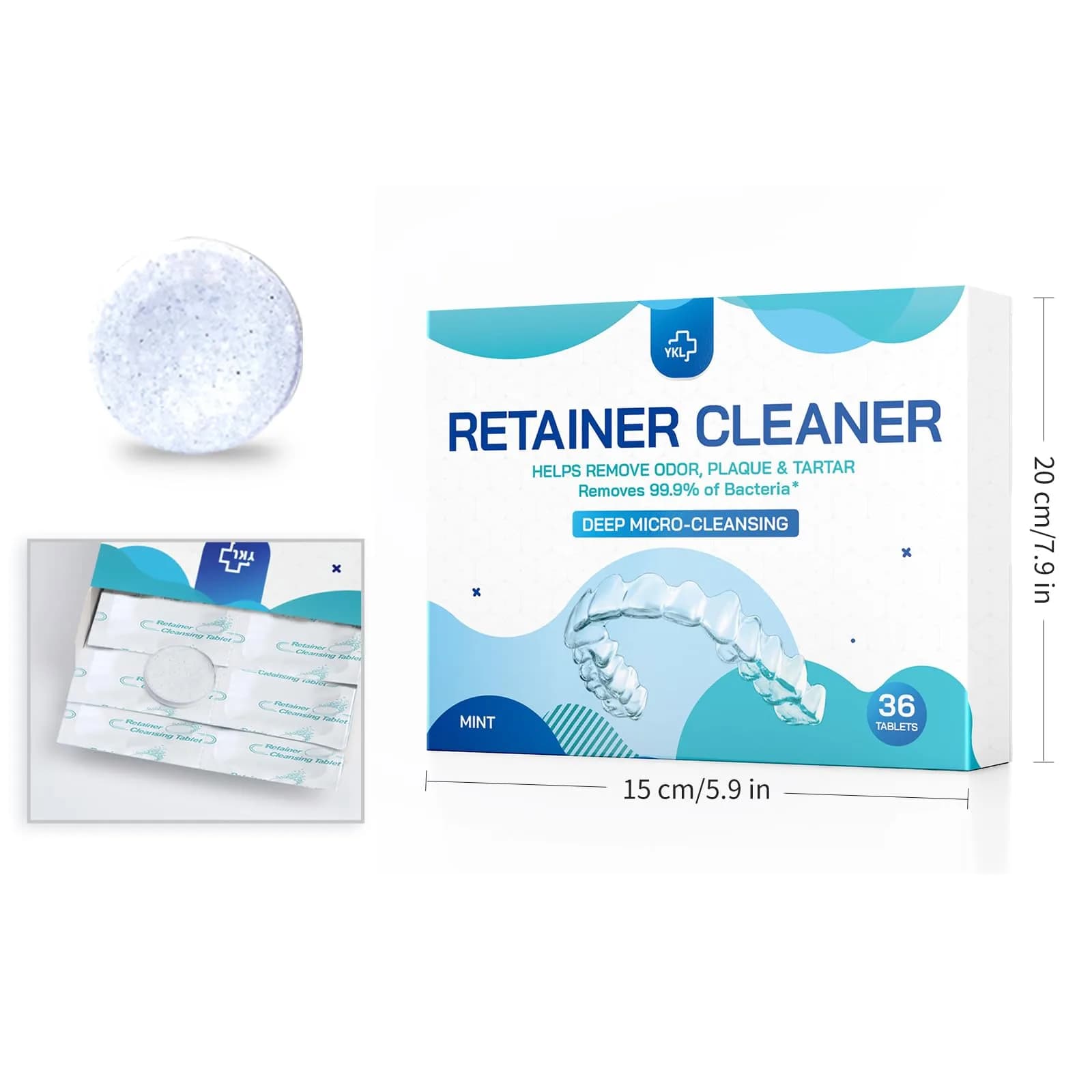 YKL Retainer & Denture Cleaner Tablets 36 Count (Pack of 1) | Cleans Dental Appliances with Mint Flavor - view 2