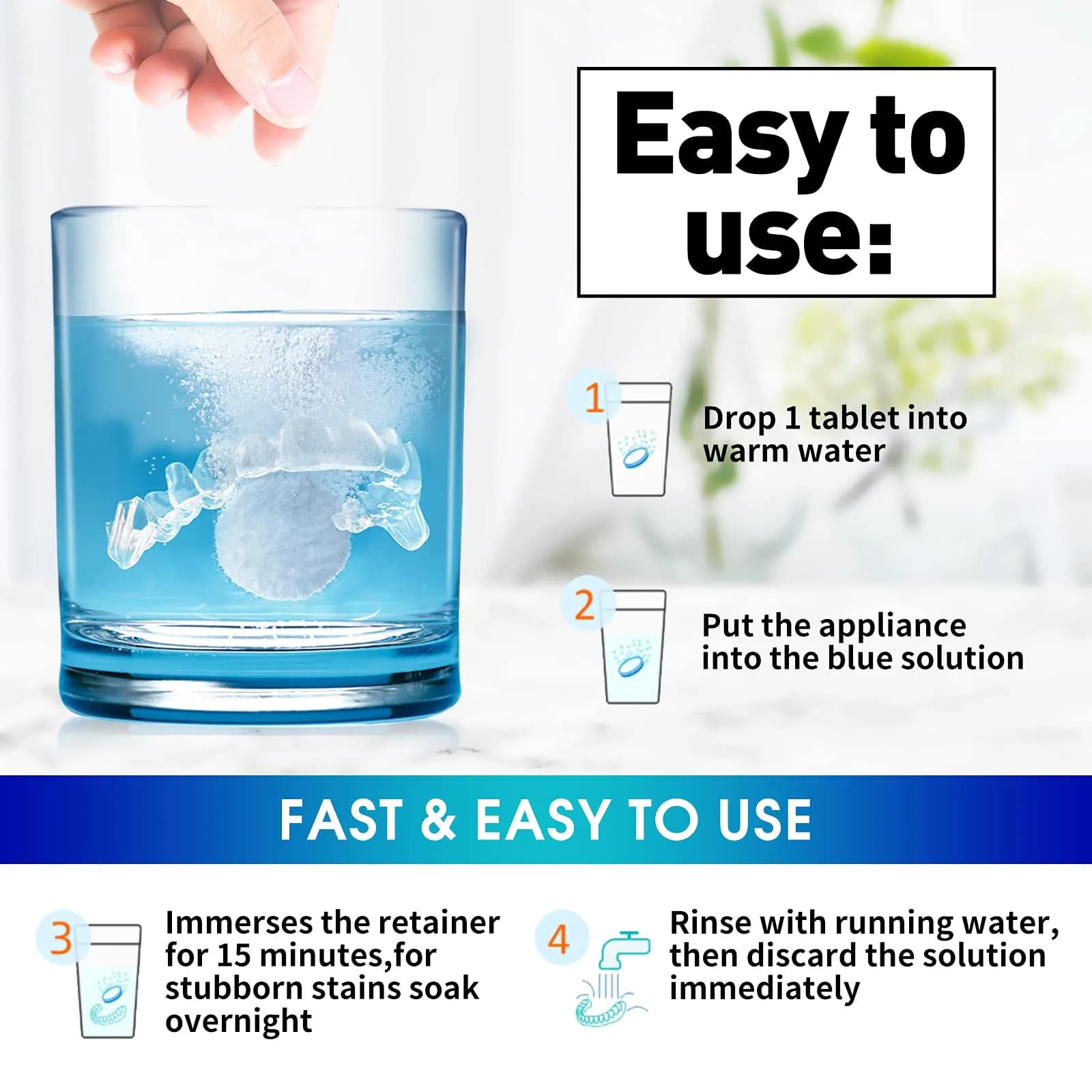 YKL Retainer & Denture Cleaner Tablets 36 Count (Pack of 1) | Cleans Dental Appliances with Mint Flavor - view 3