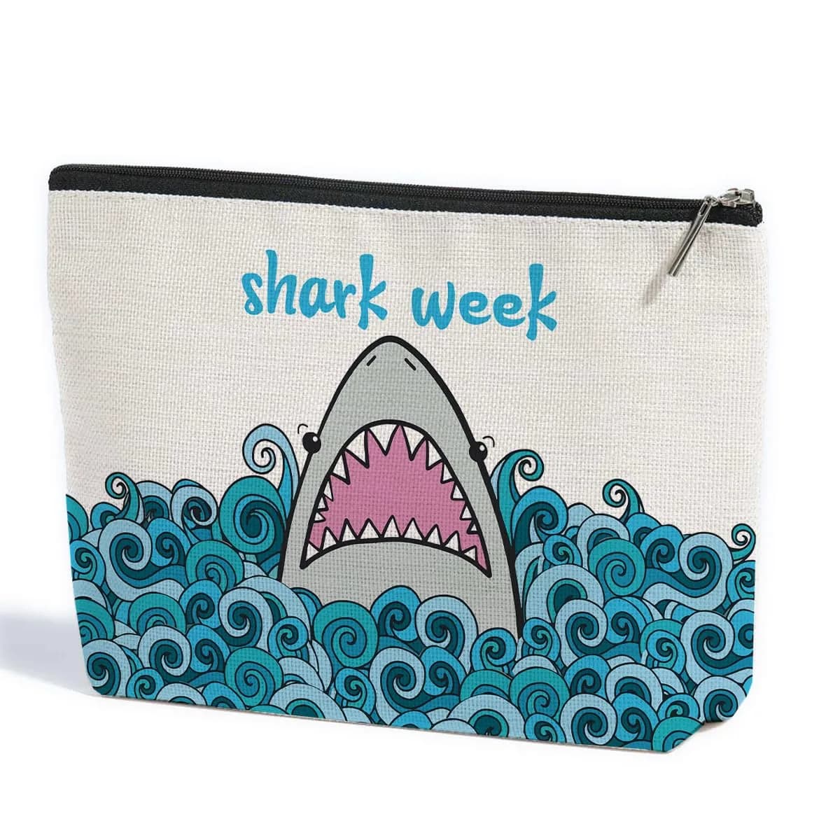 ZHAMEN Makeup Bag, Funny Shark Design, Large Capacity, Waterproof | Multipurpose for Women & Girls