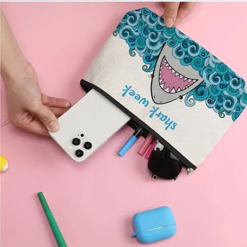 ZHAMEN Makeup Bag, Funny Shark Design, Large Capacity, Waterproof | Multipurpose for Women & Girls thumbnail 6