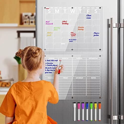 Neatsure Clear Acrylic Magnetic Dry Erase Board Calendar for Fridge 15"x11" (38cm x 28cm) | Organize Your Life thumbnail 6