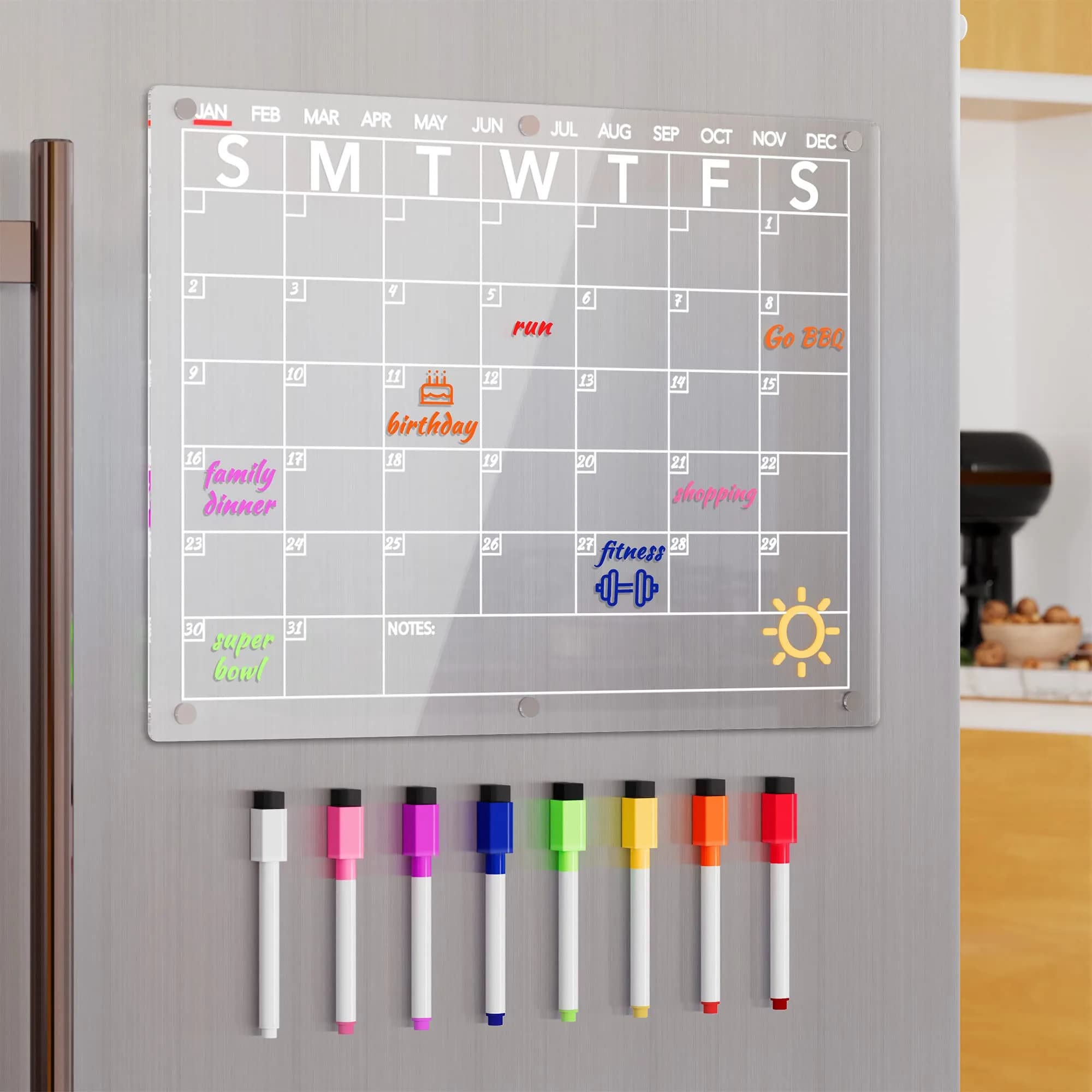 Neatsure Clear Acrylic Magnetic Dry Erase Board Calendar for Fridge, 15"x11" | Organize Your Life - main product image