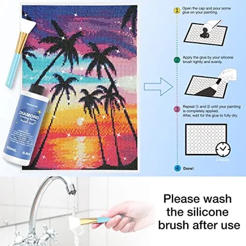 VansyLife Diamond Painting Sealer with Silicone Brush, 750ml (26.4 OZ) | Keeps Diamond Art Glossy & Permanent thumbnail 5