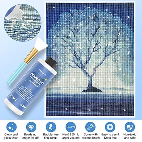 VansyLife Diamond Painting Sealer with Silicone Brush, 750ml (26.4 OZ) | Keeps Diamond Art Glossy & Permanent thumbnail 2