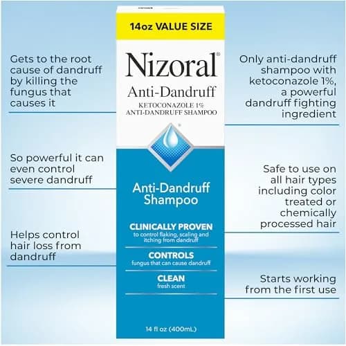 Nizoral Anti-Dandruff Shampoo with 1% Ketoconazole, Fresh Scent, 414ml (14 Fl Oz) | Controls Scalp Fungus thumbnail 4