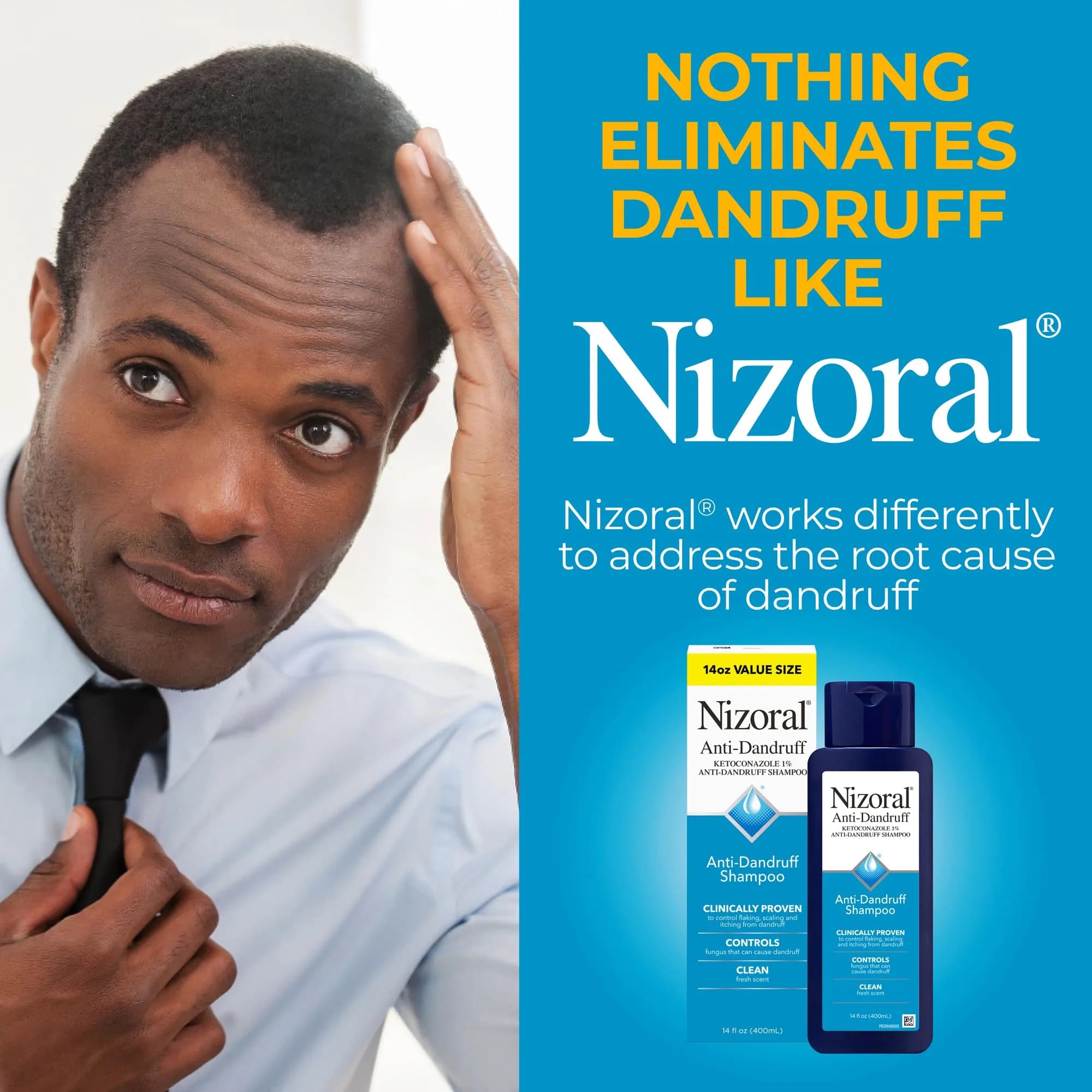 Nizoral Anti-Dandruff Shampoo with 1% Ketoconazole, Fresh Scent, 414ml (14 Fl Oz) | Controls Scalp Fungus - view 5