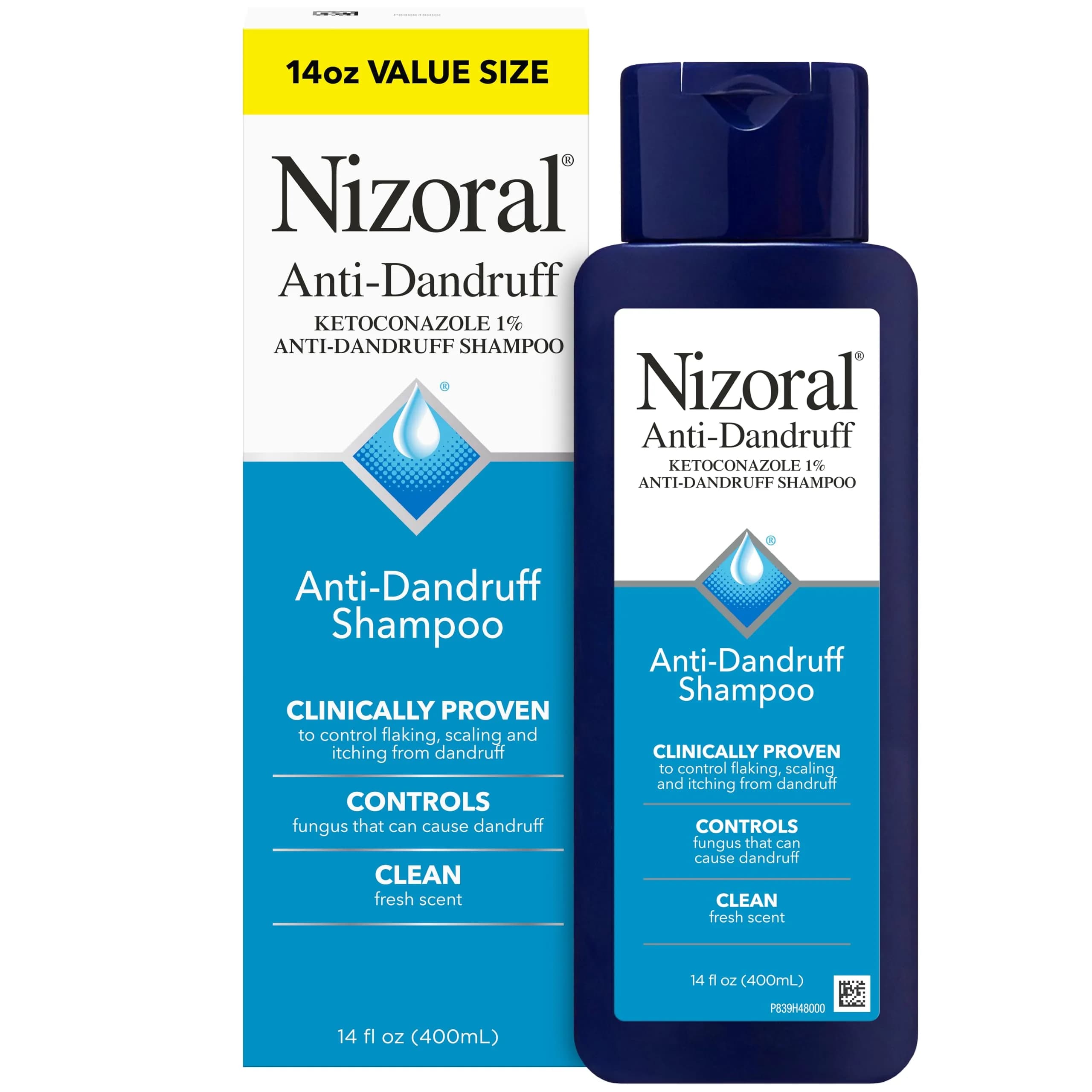Nizoral Anti-Dandruff Shampoo with 1% Ketoconazole, Fresh Scent, 414ml (14 Fl Oz) | Controls Scalp Fungus - main product image
