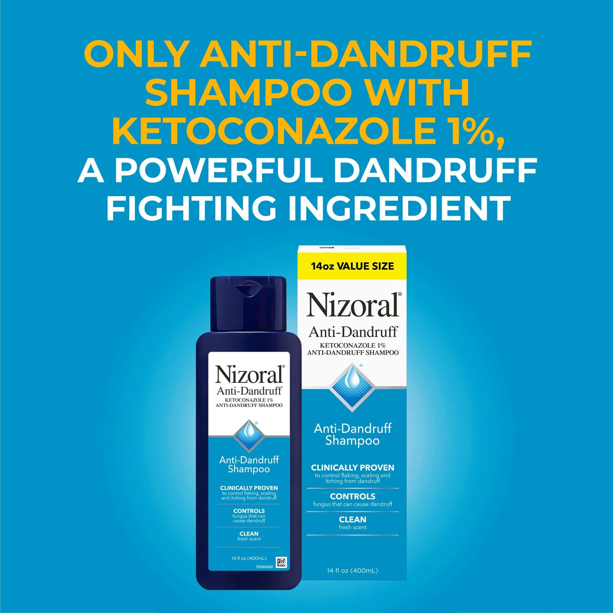 Nizoral Anti-Dandruff Shampoo with 1% Ketoconazole, Fresh Scent, 414ml (14 Fl Oz) | Controls Scalp Fungus - view 2