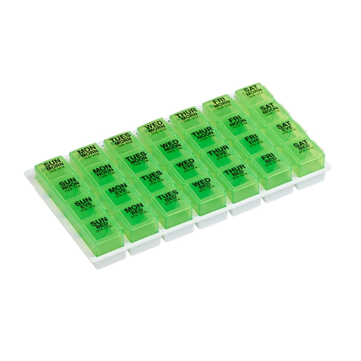 EZY DOSE Pop-Out Daily 7-Day Pill Organizer, Green, Large | 4 Doses/Day, 28 Compartments - main product image