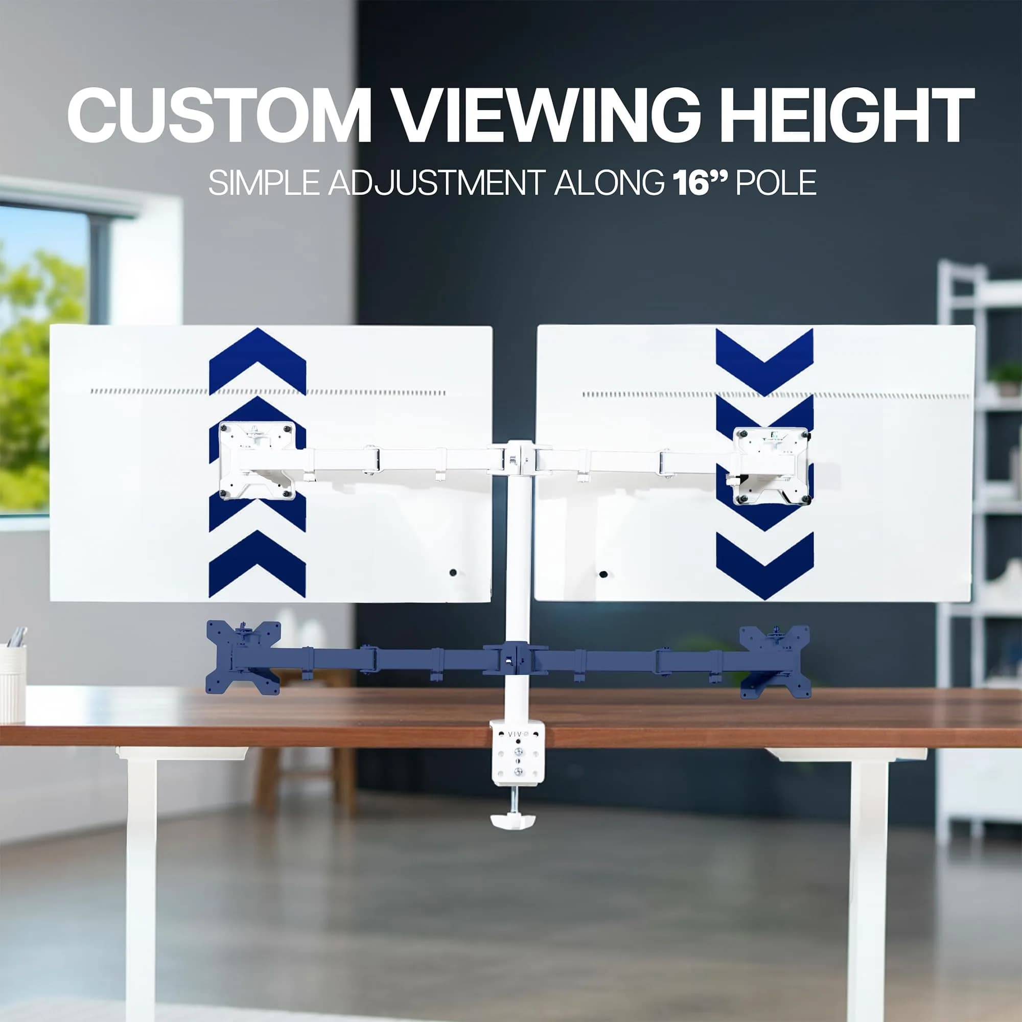 VIVO Dual Monitor Desk Mount STAND-V032W | Heavy Duty Adjustable Stand for 2 LCD LED Screens up to 32 inches, White - view 5