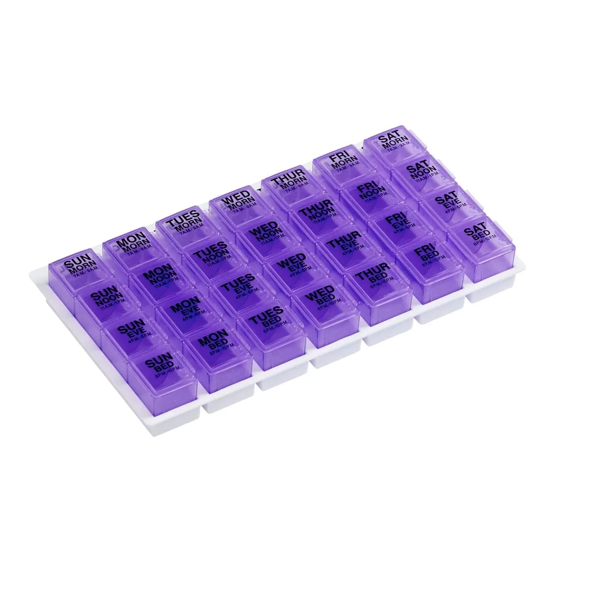 EZY DOSE Pop-Out Daily 7-Day Pill Organizer, Large Purple | 4 Doses/Day, Removable Compartments - main product image