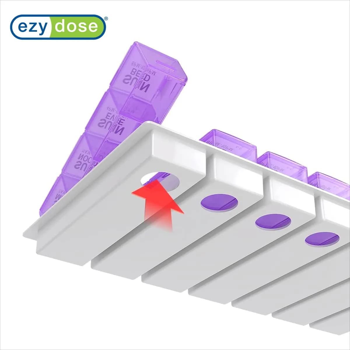 EZY DOSE Pop-Out Daily 7-Day Pill Organizer, Large Purple | 4 Doses/Day, Removable Compartments - view 5