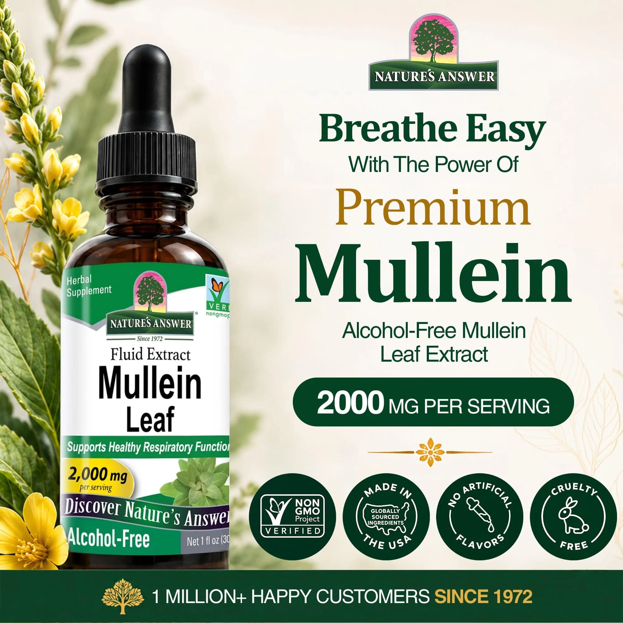 Nature's Answer Herbal Mullein Leaf Extract - 1 Fl Oz (Pack of 2) for Respiratory Support - view 2