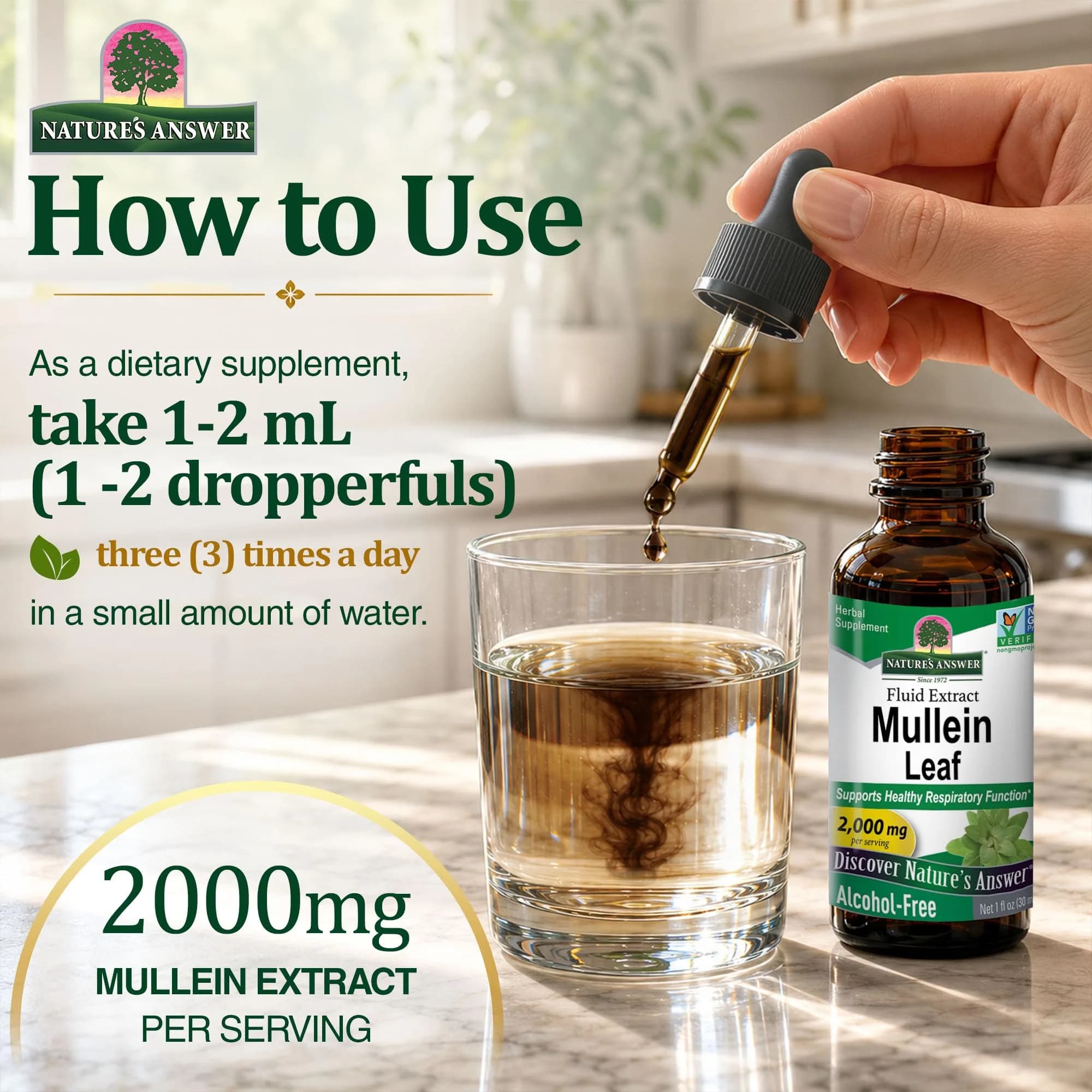 Nature's Answer Herbal Mullein Leaf Extract - 1 Fl Oz (Pack of 2) for Respiratory Support - view 3