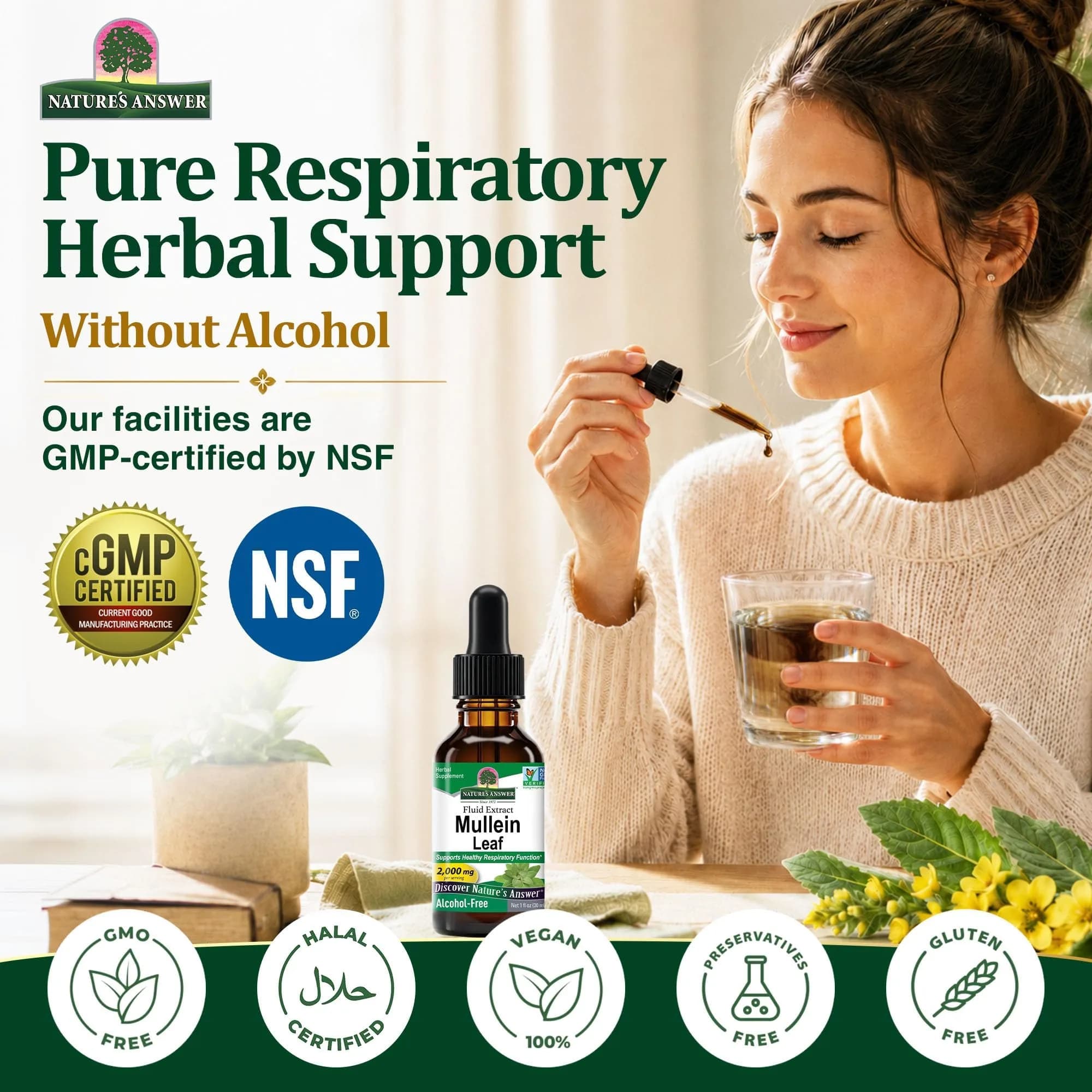 Nature's Answer Herbal Mullein Leaf Extract - 1 Fl Oz (Pack of 2) for Respiratory Support - view 4