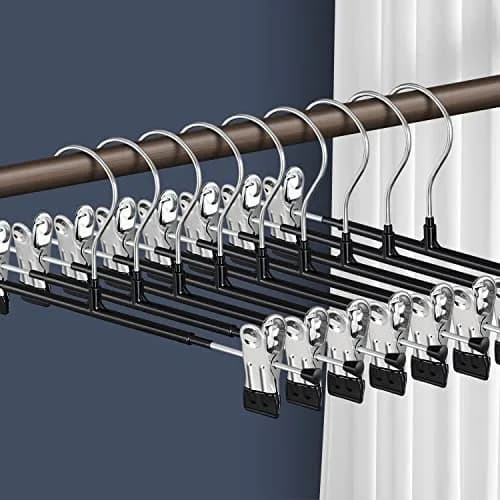 HWAJAN Pants Hangers with Clips 12 Inch | Space-Saving, Heavy Duty, Adjustable Clips for Pants & Skirts thumbnail 1