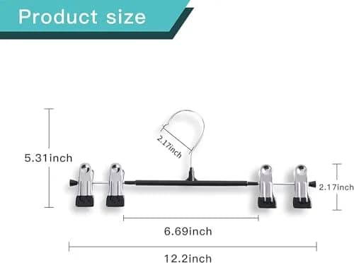 HWAJAN Pants Hangers with Clips 12 Inch | Space-Saving, Heavy Duty, Adjustable Clips for Pants & Skirts thumbnail 6