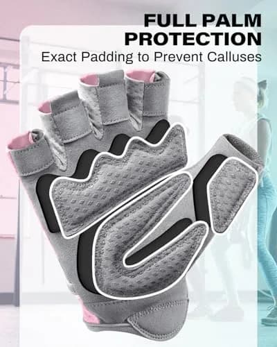 VINSGUIR Workout Gloves for Women and Men, Breathable Weight Lifting Gloves Large Pink | Grips & Protects Hands thumbnail 4