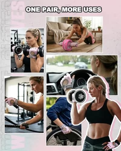 VINSGUIR Workout Gloves for Women and Men, Breathable Weight Lifting Gloves Large Pink | Grips & Protects Hands thumbnail 5