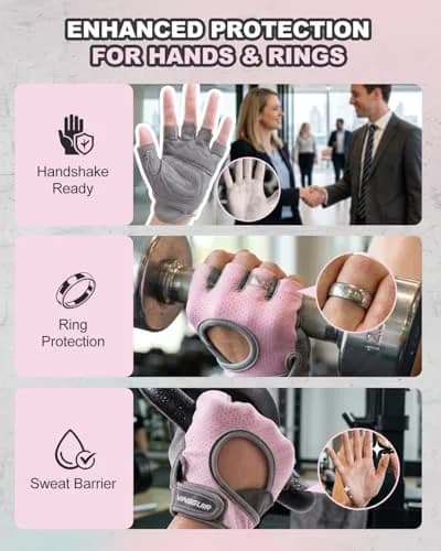 VINSGUIR Workout Gloves for Women and Men, Breathable Weight Lifting Gloves Large Pink | Grips & Protects Hands thumbnail 6