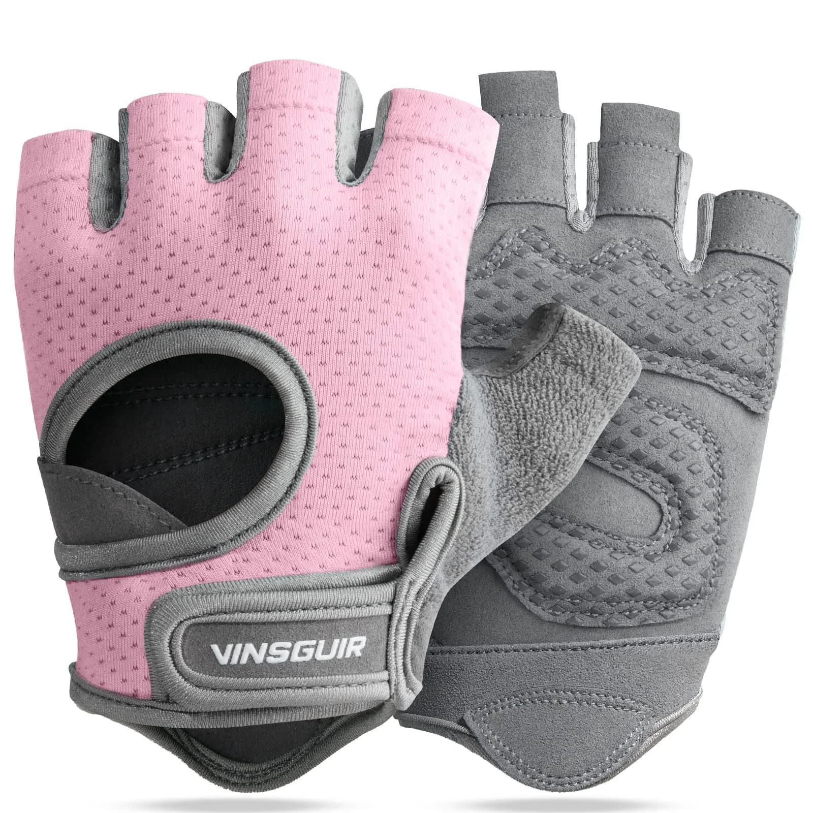 VINSGUIR Workout Gloves for Women and Men, Breathable Weight Lifting Gloves Large Pink | Grips & Protects Hands - main product image