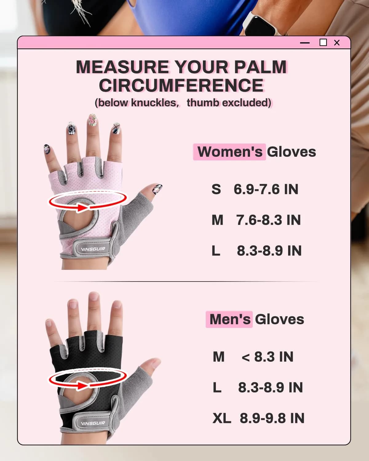 VINSGUIR Workout Gloves for Women and Men, Breathable Weight Lifting Gloves Large Pink | Grips & Protects Hands - view 7