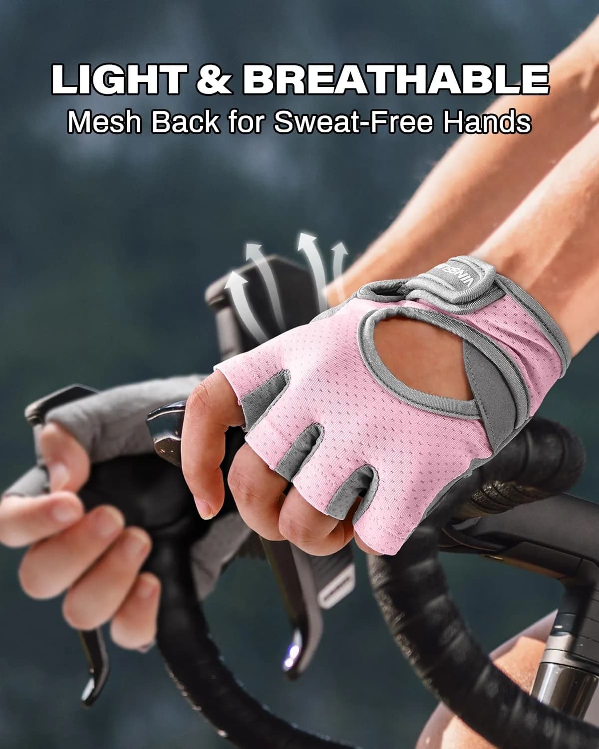 VINSGUIR Workout Gloves for Women and Men, Breathable Weight Lifting Gloves Large Pink | Grips & Protects Hands - view 8