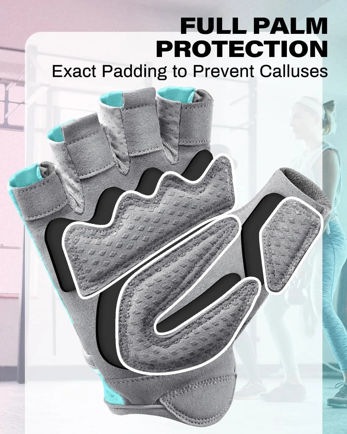 VINSGUIR Workout Gloves - Aqua/Gray, Medium Size for Men & Women - view 2