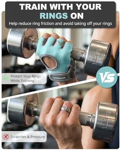 VINSGUIR Workout Gloves for Women and Men | Breathable & Padded Weight Lifting Gloves thumbnail 9