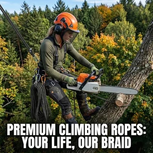 DerziNet Double Braided Arborist Rope 12.7 mm (1/2 Inch) x 15.24 m (50 Feet) Black | 8400 lb Tensile Strength thumbnail 4
