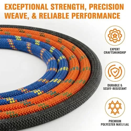 DerziNet Double Braided Arborist Rope 12.7 mm (1/2 Inch) x 15.24 m (50 Feet) Black | 8400 lb Tensile Strength thumbnail 8