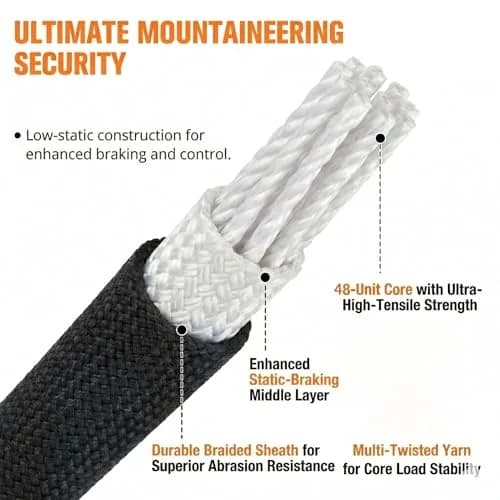 DerziNet Double Braided Arborist Rope 12.7 mm (1/2 Inch) x 15.24 m (50 Feet) Black | 8400 lb Tensile Strength thumbnail 2