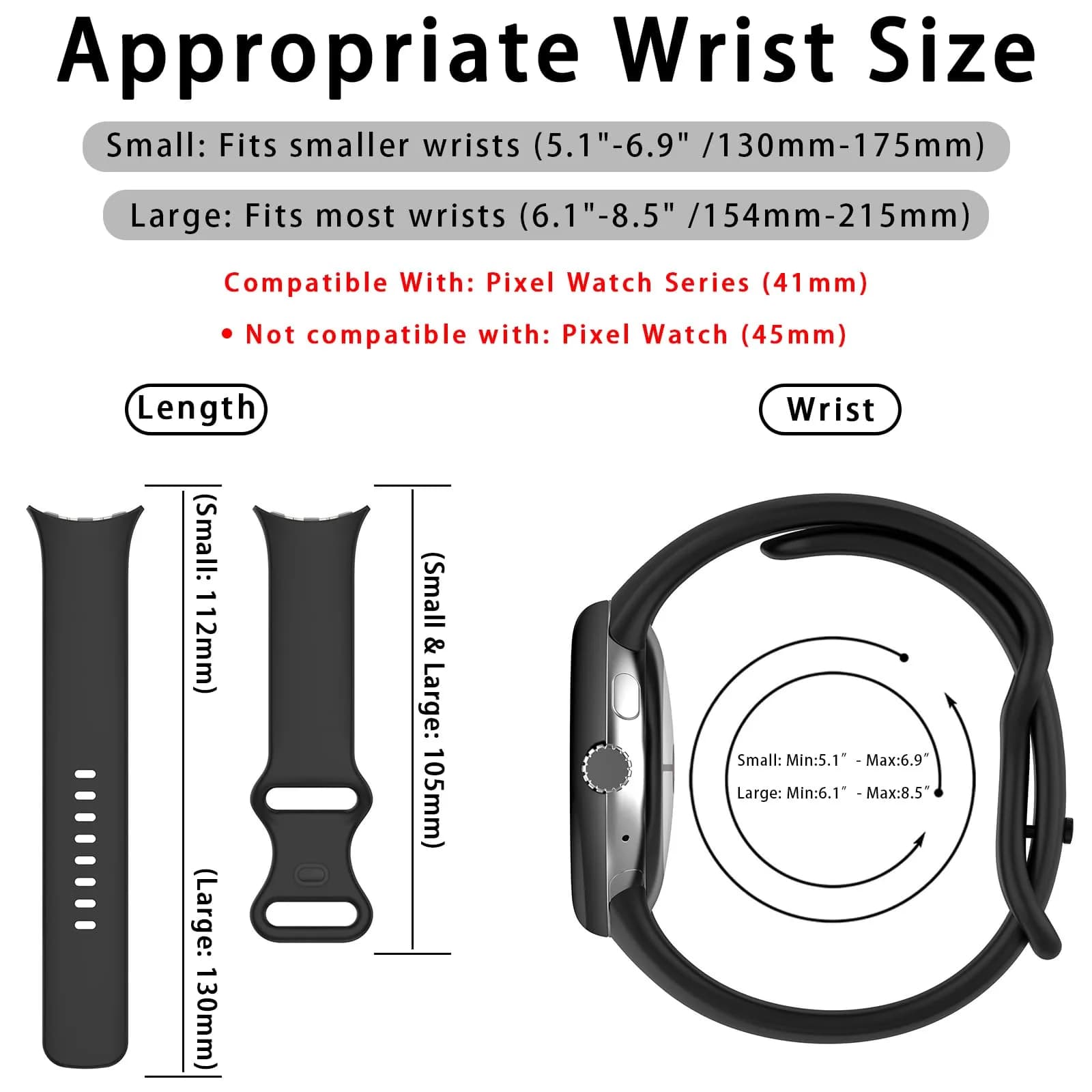 Eiavike Google Pixel Watch 41mm Band | Silicone Replacement Strap for Unisex Adults thumbnail 6