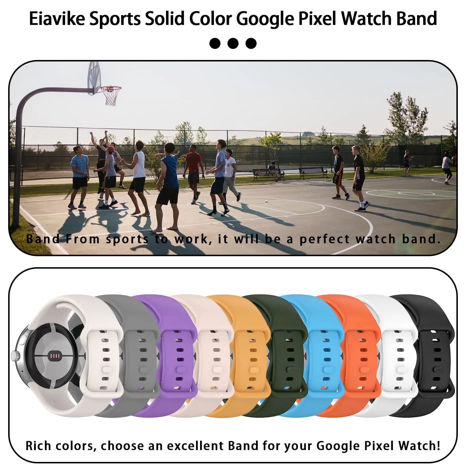 Eiavike Google Pixel Watch 41mm Band | Silicone Replacement Strap for Unisex Adults thumbnail 7