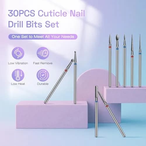 Rolokit 30PCS Diamond Nail Drill Bits Set for Cuticle Acrylic Gel Removal | Durable, Safe & Compatible with Most Drills thumbnail 7