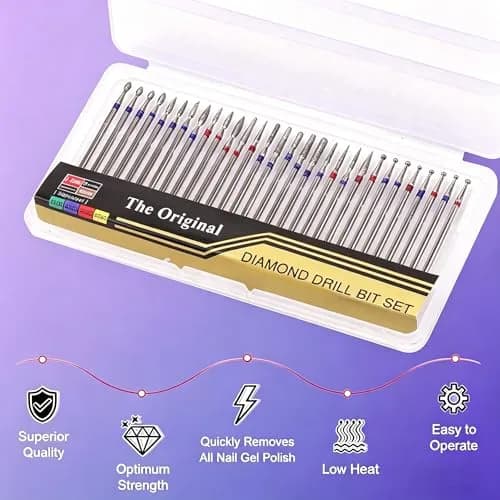 Rolokit 30PCS Diamond Nail Drill Bits Set for Cuticle Acrylic Gel Removal | Durable, Safe & Compatible with Most Drills thumbnail 2