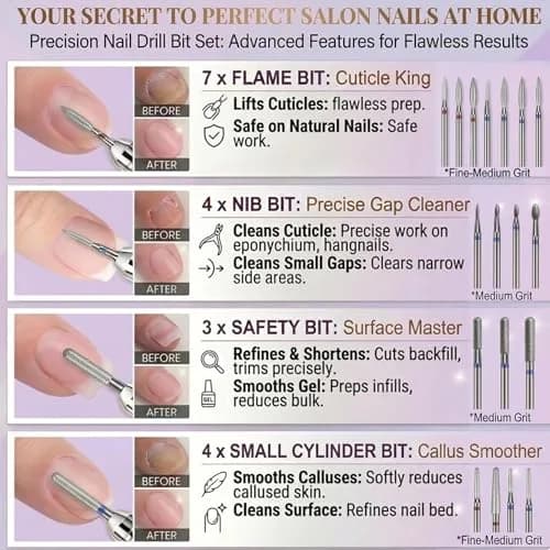 Rolokit 30PCS Diamond Nail Drill Bits Set for Cuticle Acrylic Gel Removal | Durable, Safe & Compatible with Most Drills thumbnail 3