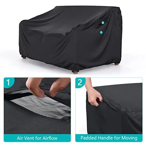 BROSYDA Waterproof Outdoor Couch Cover 90"L×34"D×32"H Black | Heavy-Duty Patio Sofa Cover thumbnail 4