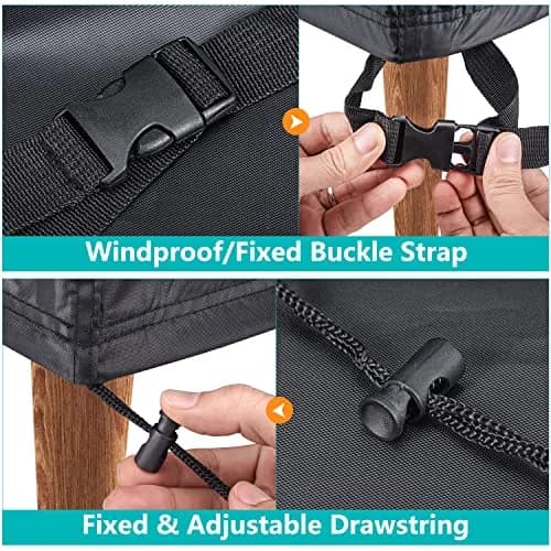 BROSYDA Waterproof Outdoor Couch Cover 90"L×34"D×32"H Black | Heavy-Duty Patio Sofa Cover thumbnail 3