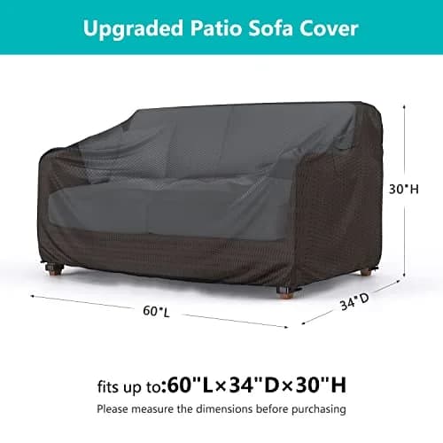 BROSYDA 2-Seater Waterproof Outdoor Couch Cover 60"L×34"D×30"H Black | Heavy-Duty UV & Rain Protection thumbnail 2