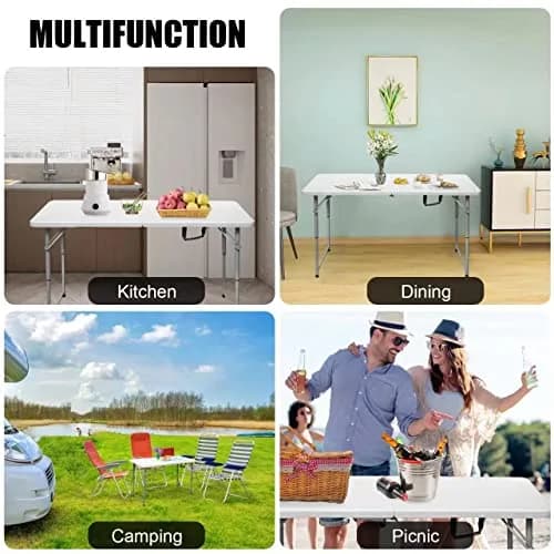Byliable Folding Table 4 Foot | Heavy Duty Plastic Utility Table, White, 4ft, Foldable & Portable thumbnail 8
