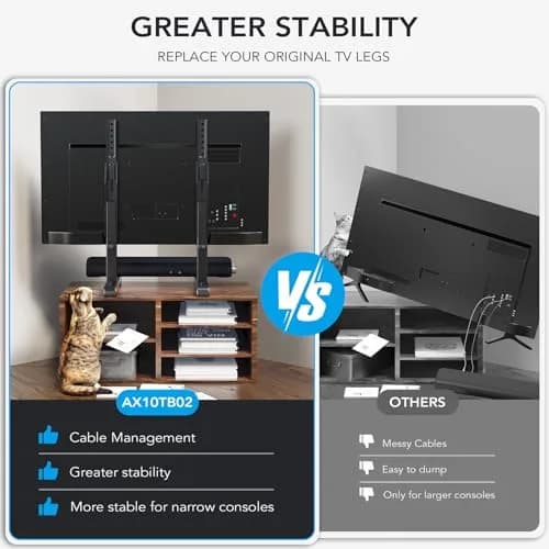 AX WABER Universal TV Stand for 24-80 Inch TVs | 7-Level Height Adjustable Tabletop Mount thumbnail 4