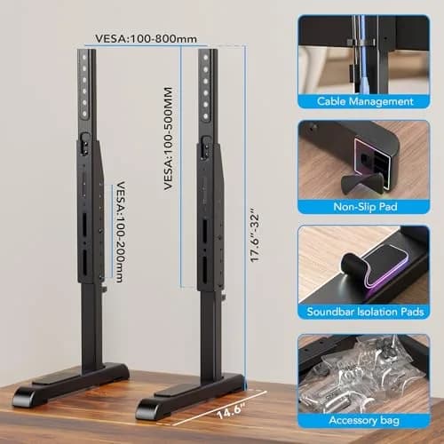 AX WABER Universal TV Stand for 24-80 Inch TVs | 7-Level Height Adjustable Tabletop Mount thumbnail 6