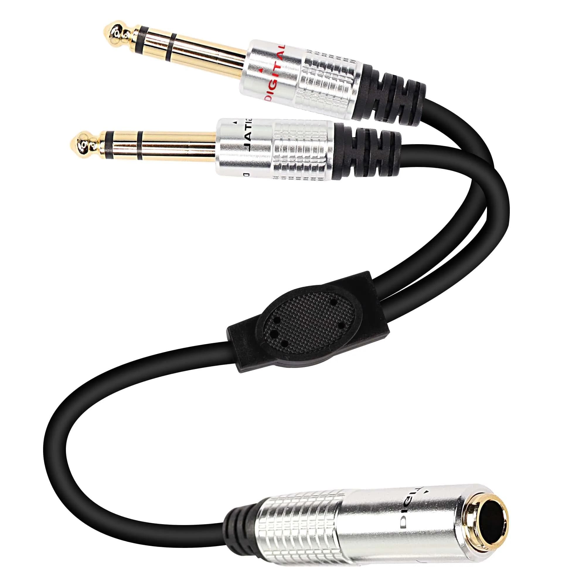 XMSJSIY 6.35mm 1/4TRS Headphone Splitter Cable 50cm | Clear Sound for Professional & Home Audio — Gold