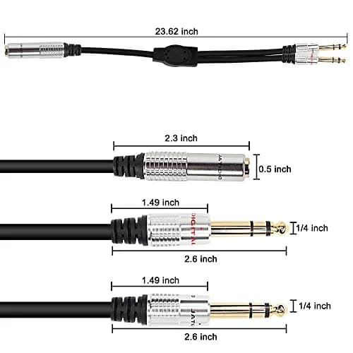 XMSJSIY 6.35mm 1/4TRS Headphone Splitter Cable 50cm | Clear Sound for Professional & Home Audio thumbnail 3