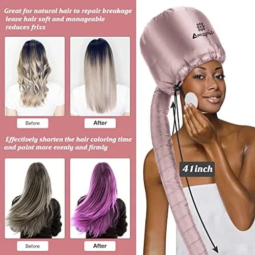 Amzpic Bonnet Hood Hair Dryer Attachment Extra Large Pink | Deep Conditioning & Styling thumbnail 6