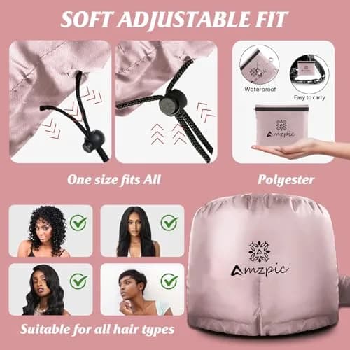 Amzpic Bonnet Hood Hair Dryer Attachment Extra Large Pink | Deep Conditioning & Styling thumbnail 7
