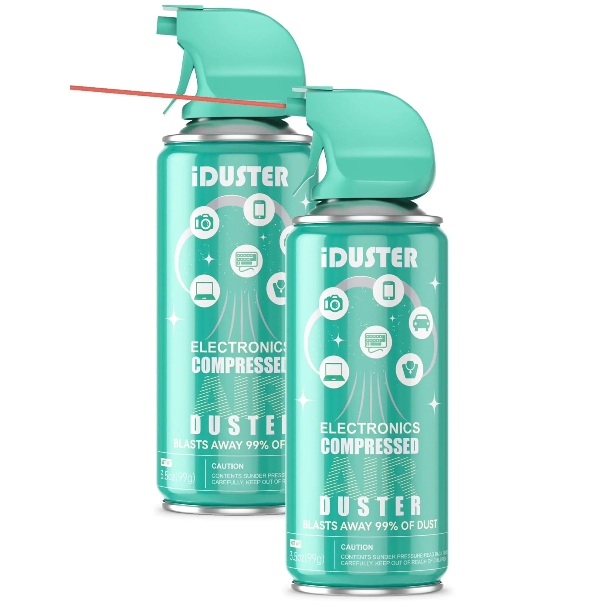 iDuster Compressed Air Duster for Electronics - 2x 3.5oz Cans | Powerful Dust Removal for Keyboards & PCs — 3.5oz 2PCS