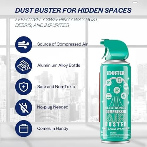 iDuster Compressed Air Duster for Electronics - 2x 3.5oz Cans | Powerful Dust Removal for Keyboards & PCs thumbnail 4