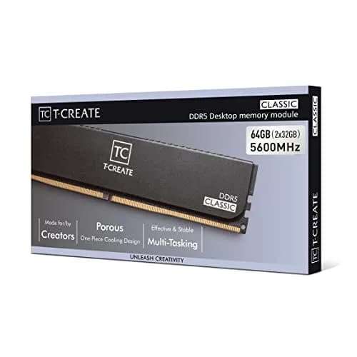 TEAMGROUP T-Create Classic 10L DDR5 64GB Kit (2 x 32GB) 5600MHz CL46 Desktop Memory Module Ram | 10-Layer PCB for Stable Performance thumbnail 7